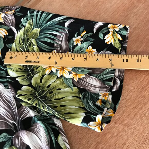 Bishop Street Hawaiian Shirt Men 4XL Green Floral Button Up Pocket Short Sleeve - Picture 9 of 11